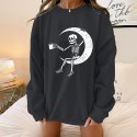 Halloween Skull Guitar Printed Round Neck Longsleeved Sweater  Nhwu413181