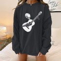 Halloween Skull Guitar Printed Round Neck Longsleeved Sweater  Nhwu413181