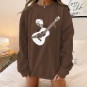 Halloween Skull Guitar Printed Round Neck Longsleeved Sweater  Nhwu413181