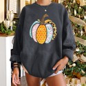 Hit Color Pumpkin Printed Round Neck Longsleeved Sweater  Nhwu413183