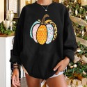 Hit Color Pumpkin Printed Round Neck Longsleeved Sweater  Nhwu413183