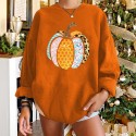 Hit Color Pumpkin Printed Round Neck Longsleeved Sweater  Nhwu413183