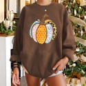 Hit Color Pumpkin Printed Round Neck Longsleeved Sweater  Nhwu413183