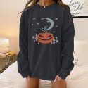 Halloween Pumpkin Printed Round Neck Longsleeved Sweater  Nhwu413186