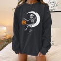 Halloween Skull Pumpkin Lamp Moon Printed Round Neck Longsleeved Sweater  Nhwu413188