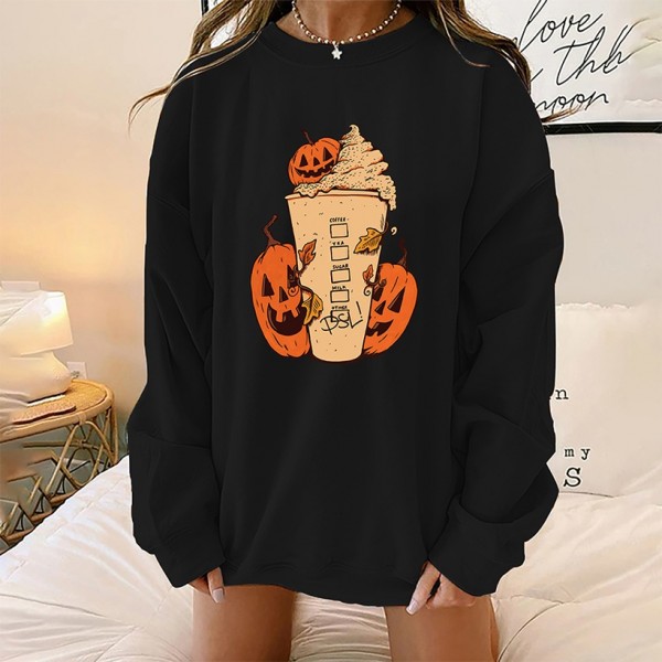 Pumpkin Ice Cream Printed Round Neck Longsleeved Sweater  Nhwu413192