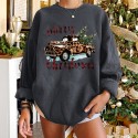 Christmas Tree Leopard Car Printed Round Neck Longsleeved Sweater  Nhwu413193