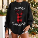 Fashion Red Plaid Elk Round Neck Printed Longsleeved Sweater Nhwu414780