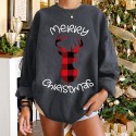 Fashion Red Plaid Elk Round Neck Printed Longsleeved Sweater Nhwu414780