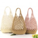 Retro Hollow Straw Woven Solid Color Bucket Bag Nhxm409038