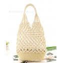 Retro Hollow Straw Woven Solid Color Bucket Bag Nhxm409038