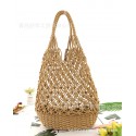 Retro Hollow Straw Woven Solid Color Bucket Bag Nhxm409038