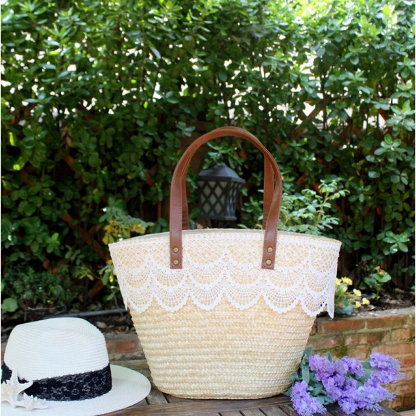 New Fashion Wheat Straw Woven Lace Bag Nhxm409043