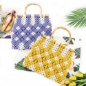 New Vintage Bamboo Straw Woven Contrast Color Bag Nhxm409045