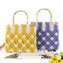 New Vintage Bamboo Straw Woven Contrast Color Bag Nhxm409045