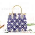 New Vintage Bamboo Straw Woven Contrast Color Bag Nhxm409045