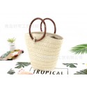 Vintage Circle Handle Straw Woven Bucket Handtie Bag Nhxm409047