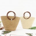 Vintage Circle Handle Straw Woven Bucket Handtie Bag Nhxm409047