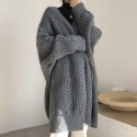 Retro Solid Color Long Knitted Sweater Jacket  Nhzn413024