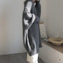 Retro Solid Color Long Knitted Sweater Jacket  Nhzn413024