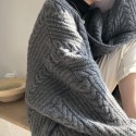 Retro Solid Color Long Knitted Sweater Jacket  Nhzn413024