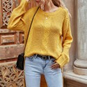 Casual Loose Round Neck Longsleeved Knitted Sweater  Nhzn413030