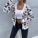 Leopard Print Knitted Sweater Jacket  Nhzn413033