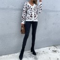 Leopard Print Knitted Sweater Jacket  Nhzn413033