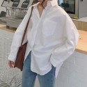 White Longsleeved Loose Shirt  Nhzn413049