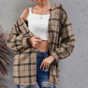 Retro Plaid Long Sleeved Coat  Nhzn413053