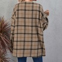 Retro Plaid Long Sleeved Coat  Nhzn413053