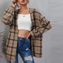 Retro Plaid Long Sleeved Coat  Nhzn413053