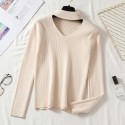 Simple Solid Color Pullover Halter Vneck Top Knitted Sweater Nhzn414757