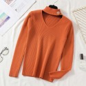 Simple Solid Color Pullover Halter Vneck Top Knitted Sweater Nhzn414757