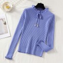 Solid Color Bow Ruffled Knit Sweater Nhzn414758