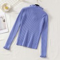 Solid Color Bow Ruffled Knit Sweater Nhzn414758